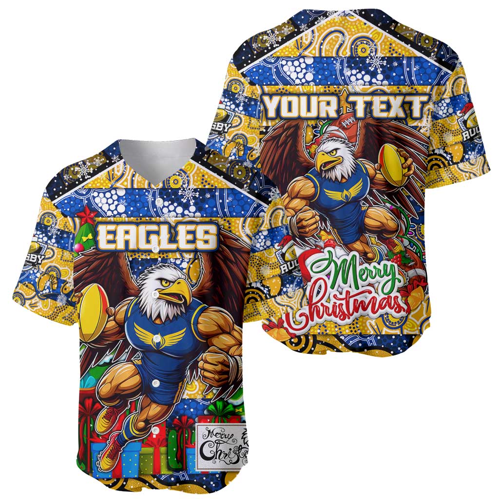 Custom Eagles Rugby Merry Christmas Baseball Jersey Indigenous Australian Art