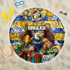 Eagles Football Merry Christmas Beach Blanket Indigenous Australian Art