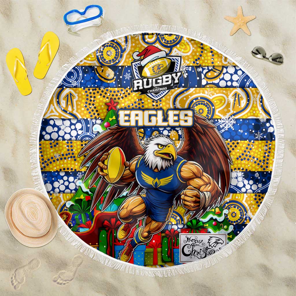 Eagles Football Merry Christmas Beach Blanket Indigenous Australian Art