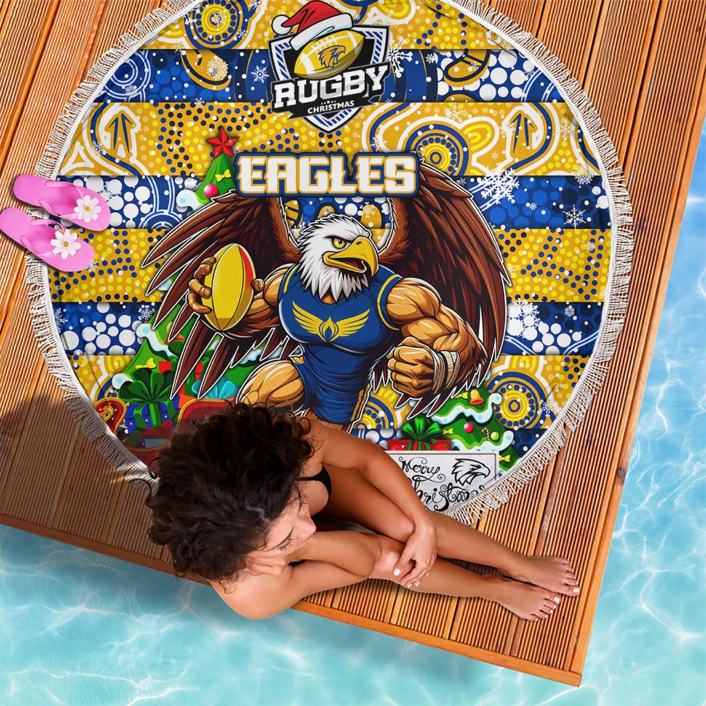 Eagles Football Merry Christmas Beach Blanket Indigenous Australian Art