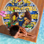 Eagles Football Merry Christmas Beach Blanket Indigenous Australian Art