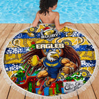 Eagles Football Merry Christmas Beach Blanket Indigenous Australian Art