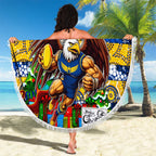 Eagles Football Merry Christmas Beach Blanket Indigenous Australian Art