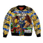 Custom Eagles Rugby Merry Christmas Bomber Jacket Indigenous Australian Art