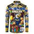 Custom Eagles Rugby Merry Christmas Button Sweatshirt Indigenous Australian Art