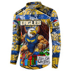 Custom Eagles Rugby Merry Christmas Button Sweatshirt Indigenous Australian Art