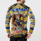 Custom Eagles Rugby Merry Christmas Button Sweatshirt Indigenous Australian Art