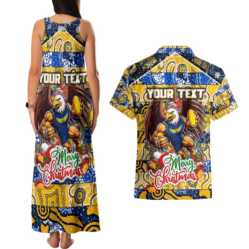 Custom Eagles Rugby Merry Christmas Couples Matching Tank Maxi Dress and Hawaiian Shirt Indigenous Australian Art