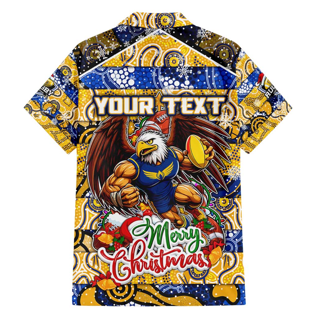 Custom Eagles Rugby Merry Christmas Family Matching Long Sleeve Bodycon Dress and Hawaiian Shirt Indigenous Australian Art