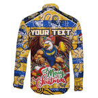 Custom Eagles Rugby Merry Christmas Family Matching Long Sleeve Bodycon Dress and Hawaiian Shirt Indigenous Australian Art