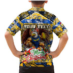 Custom Eagles Rugby Merry Christmas Family Matching Mermaid Dress and Hawaiian Shirt Indigenous Australian Art