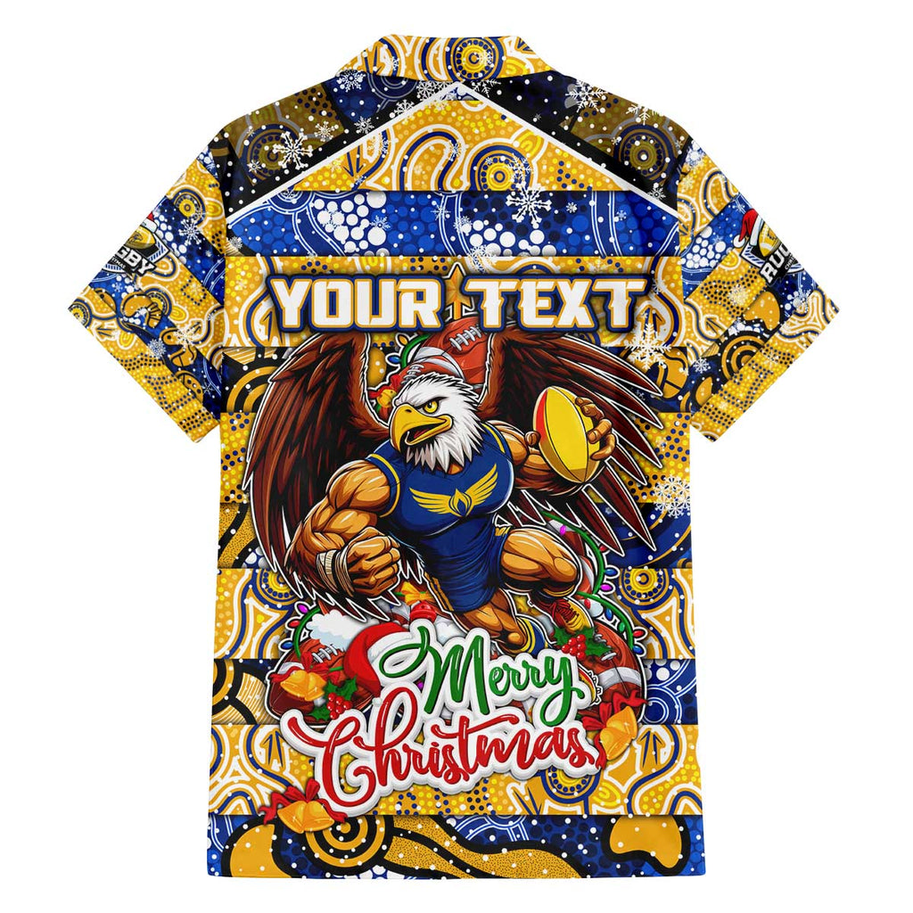Custom Eagles Rugby Merry Christmas Family Matching Off The Shoulder Long Sleeve Dress and Hawaiian Shirt Indigenous Australian Art