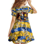 Custom Eagles Rugby Merry Christmas Family Matching Off Shoulder Maxi Dress and Hawaiian Shirt Indigenous Australian Art