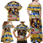 Custom Eagles Rugby Merry Christmas Family Matching Off Shoulder Maxi Dress and Hawaiian Shirt Indigenous Australian Art