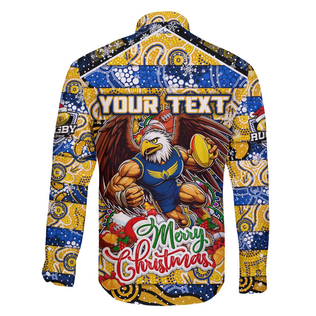 Custom Eagles Rugby Merry Christmas Family Matching Off Shoulder Maxi Dress and Hawaiian Shirt Indigenous Australian Art