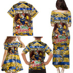 Custom Eagles Rugby Merry Christmas Family Matching Puletasi and Hawaiian Shirt Indigenous Australian Art