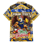 Custom Eagles Rugby Merry Christmas Family Matching Puletasi and Hawaiian Shirt Indigenous Australian Art