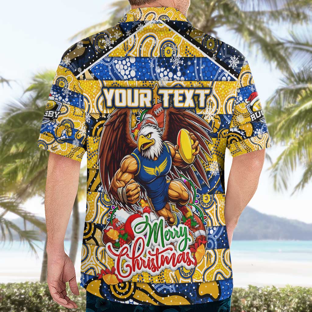 Custom Eagles Rugby Merry Christmas Hawaiian Shirt Indigenous Australian Art