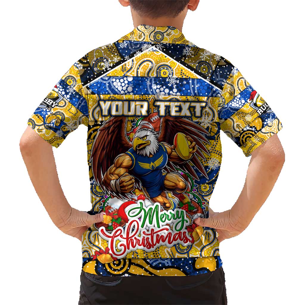 Custom Eagles Rugby Merry Christmas Hawaiian Shirt Indigenous Australian Art