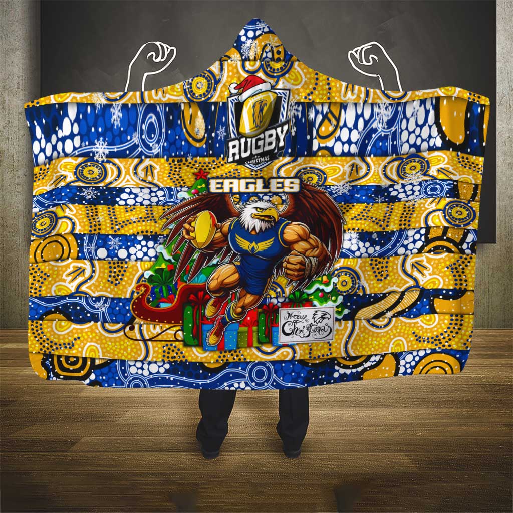 Eagles Football Merry Christmas Hooded Blanket Indigenous Australian Art