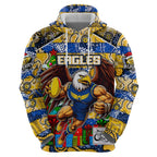 Custom Eagles Rugby Merry Christmas Hoodie Indigenous Australian Art
