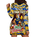 Custom Eagles Rugby Merry Christmas Hoodie Dress Indigenous Australian Art