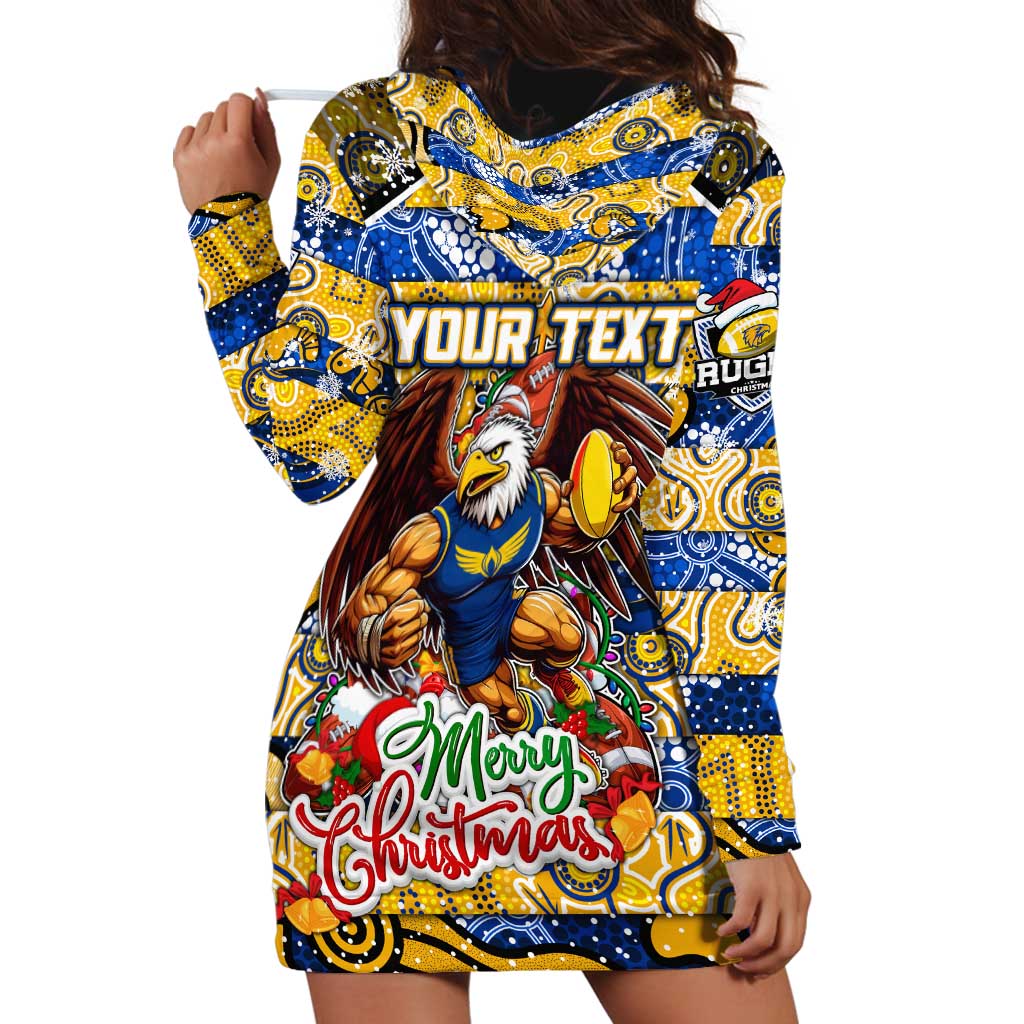 Custom Eagles Rugby Merry Christmas Hoodie Dress Indigenous Australian Art