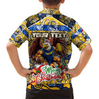 Custom Eagles Rugby Merry Christmas Kid Hawaiian Shirt Indigenous Australian Art