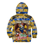 Custom Eagles Rugby Merry Christmas Kid Hoodie Indigenous Australian Art