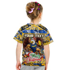 Custom Eagles Rugby Merry Christmas Kid T Shirt Indigenous Australian Art