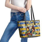 Eagles Football Merry Christmas Leather Tote Bag Indigenous Australian Art