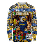Custom Eagles Rugby Merry Christmas Long Sleeve Shirt Indigenous Australian Art