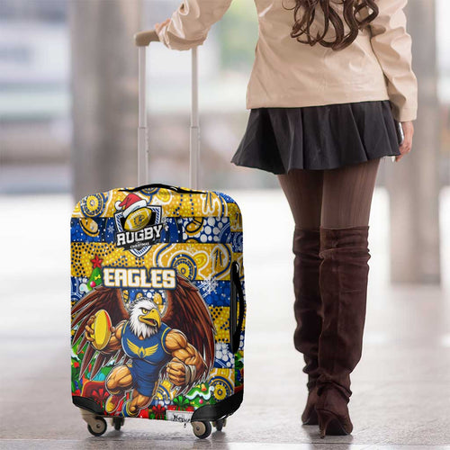 Eagles Football Merry Christmas Luggage Cover Indigenous Australian Art