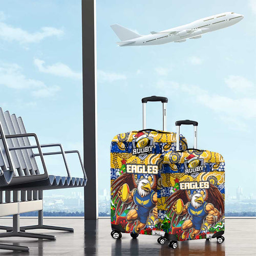 Eagles Football Merry Christmas Luggage Cover Indigenous Australian Art