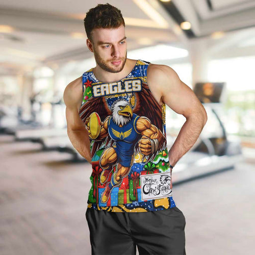 Custom Eagles Rugby Merry Christmas Men Tank Top Indigenous Australian Art
