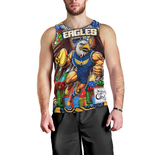 Custom Eagles Rugby Merry Christmas Men Tank Top Indigenous Australian Art