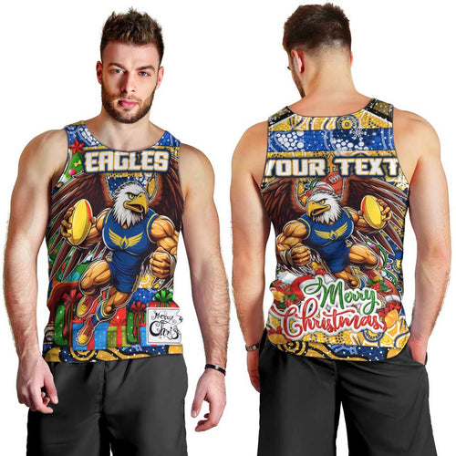 Custom Eagles Rugby Merry Christmas Men Tank Top Indigenous Australian Art