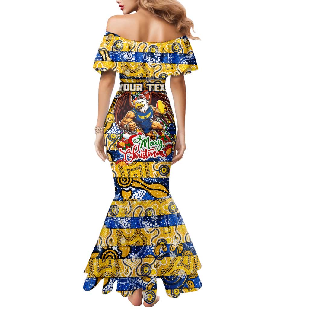Custom Eagles Rugby Merry Christmas Mermaid Dress Indigenous Australian Art