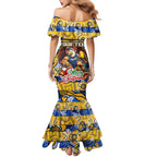 Custom Eagles Rugby Merry Christmas Mermaid Dress Indigenous Australian Art