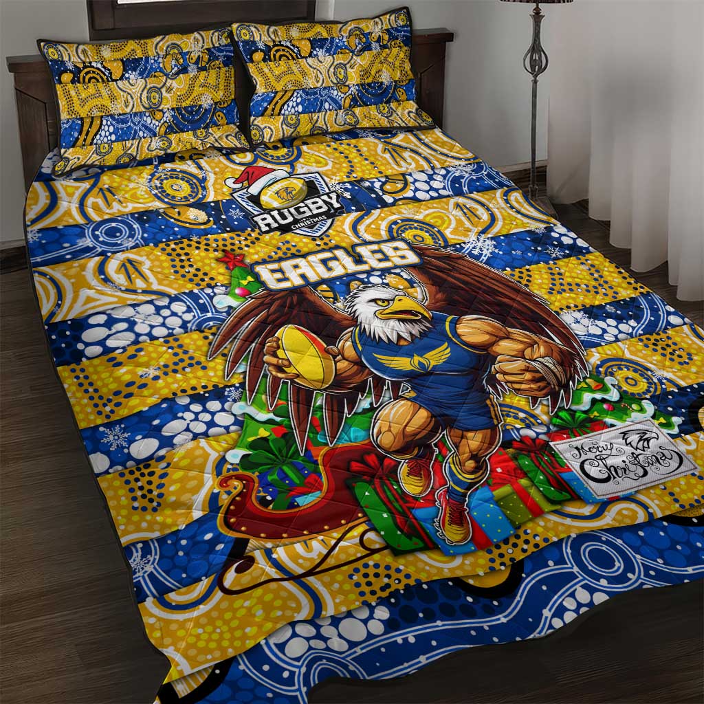 Eagles Football Merry Christmas Quilt Bed Set Indigenous Australian Art