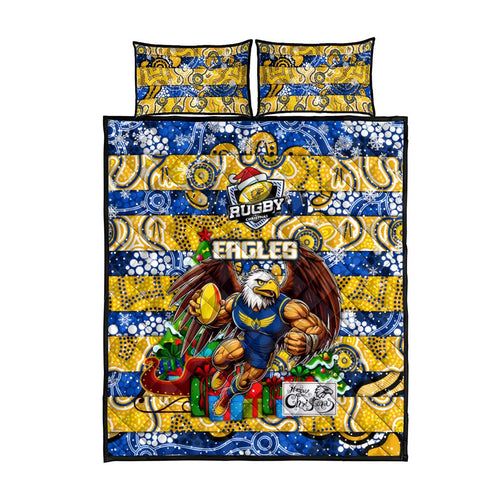 Eagles Football Merry Christmas Quilt Bed Set Indigenous Australian Art