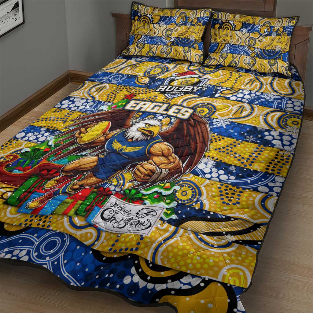 Eagles Football Merry Christmas Quilt Bed Set Indigenous Australian Art