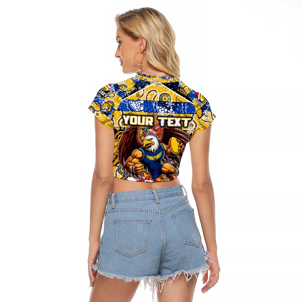 Custom Eagles Rugby Merry Christmas Raglan Cropped T Shirt Indigenous Australian Art