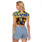 Custom Eagles Rugby Merry Christmas Raglan Cropped T Shirt Indigenous Australian Art