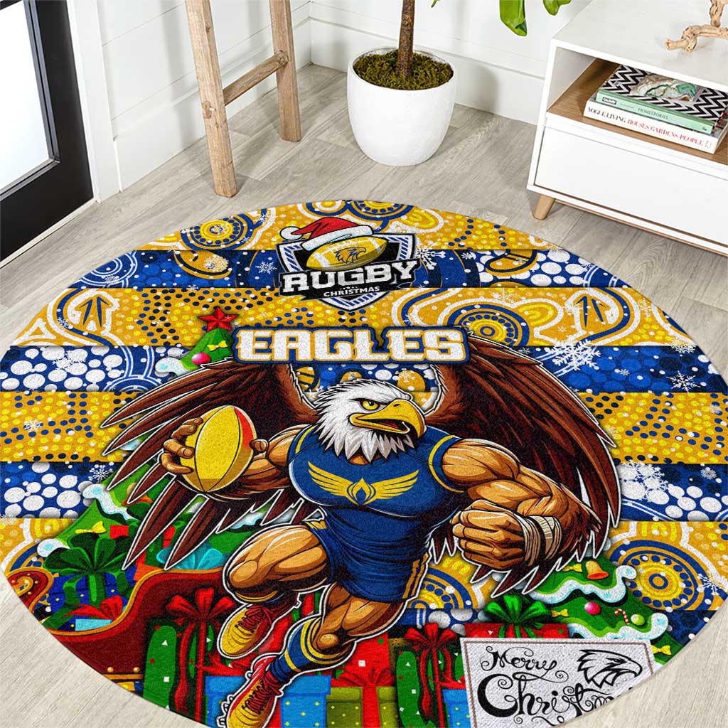 Eagles Football Merry Christmas Round Carpet Indigenous Australian Art