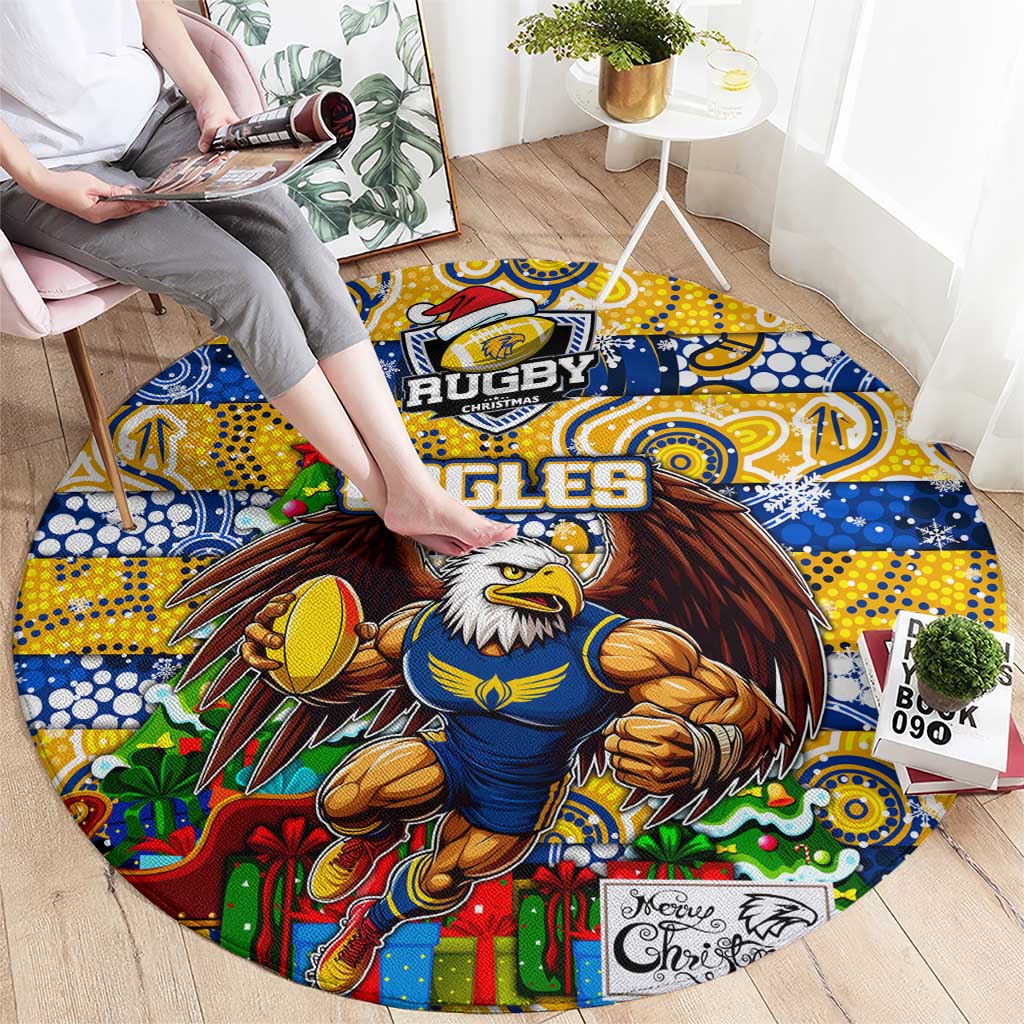 Eagles Football Merry Christmas Round Carpet Indigenous Australian Art