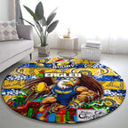 Eagles Football Merry Christmas Round Carpet Indigenous Australian Art