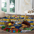 Eagles Football Merry Christmas Round Carpet Indigenous Australian Art