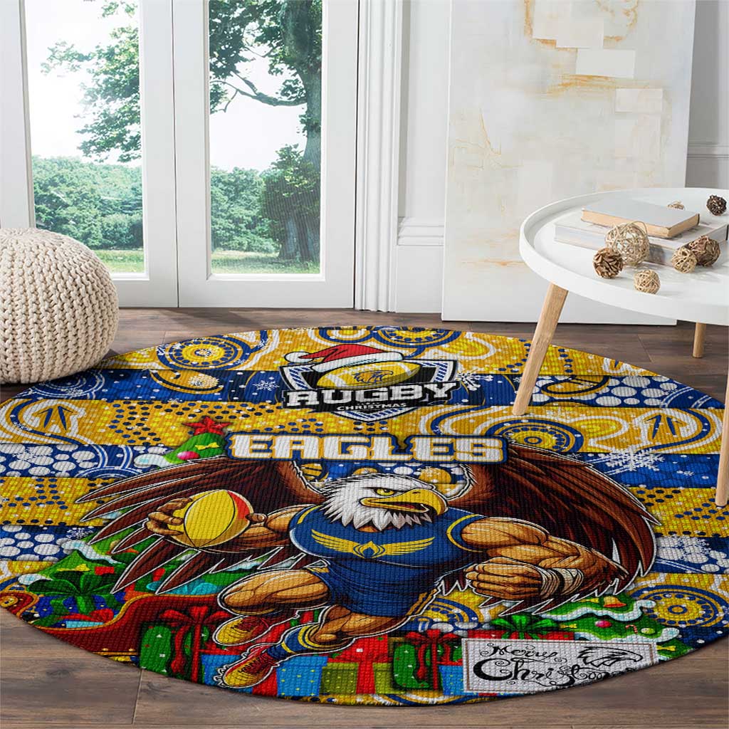 Eagles Football Merry Christmas Round Carpet Indigenous Australian Art
