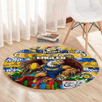 Eagles Football Merry Christmas Round Carpet Indigenous Australian Art